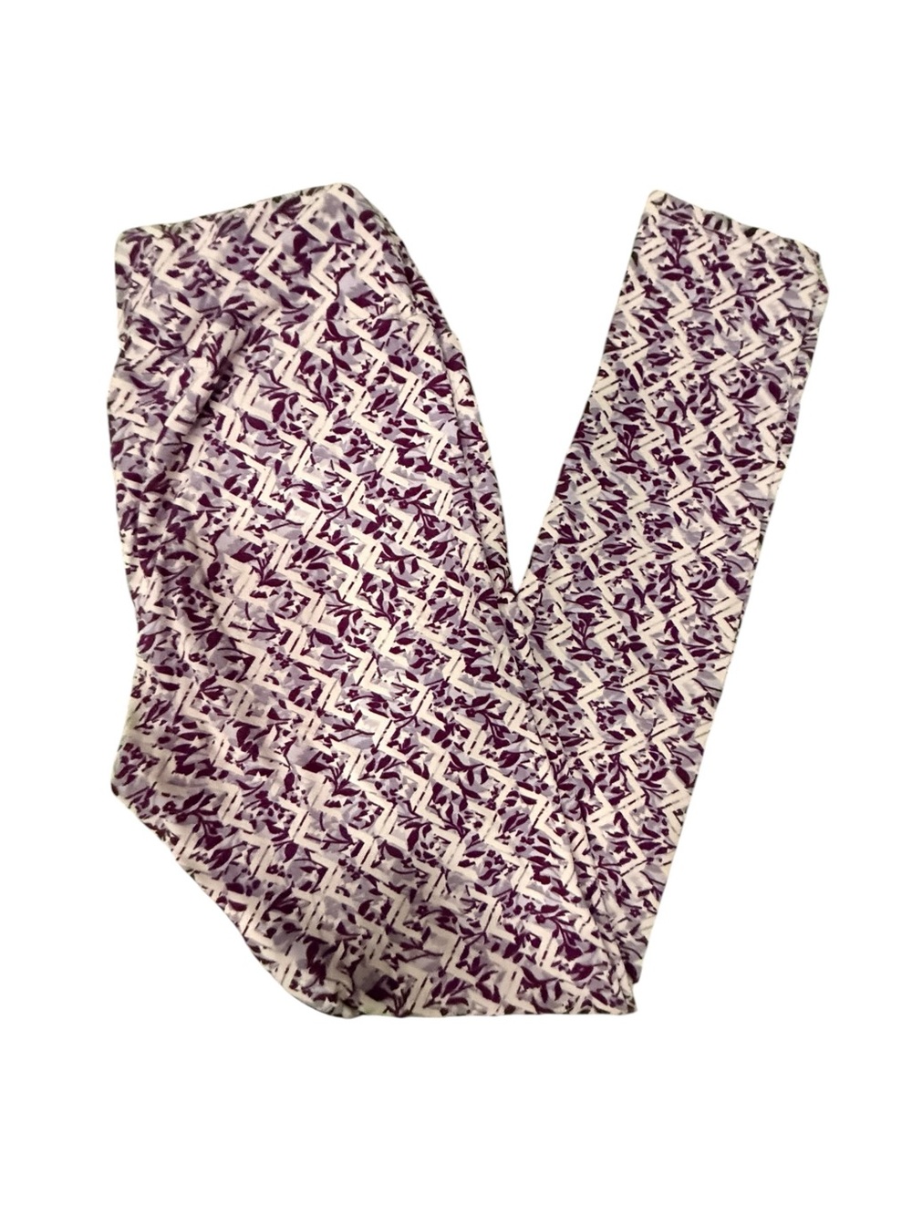 LuLaRoe Purple & White Patterned Leggings
